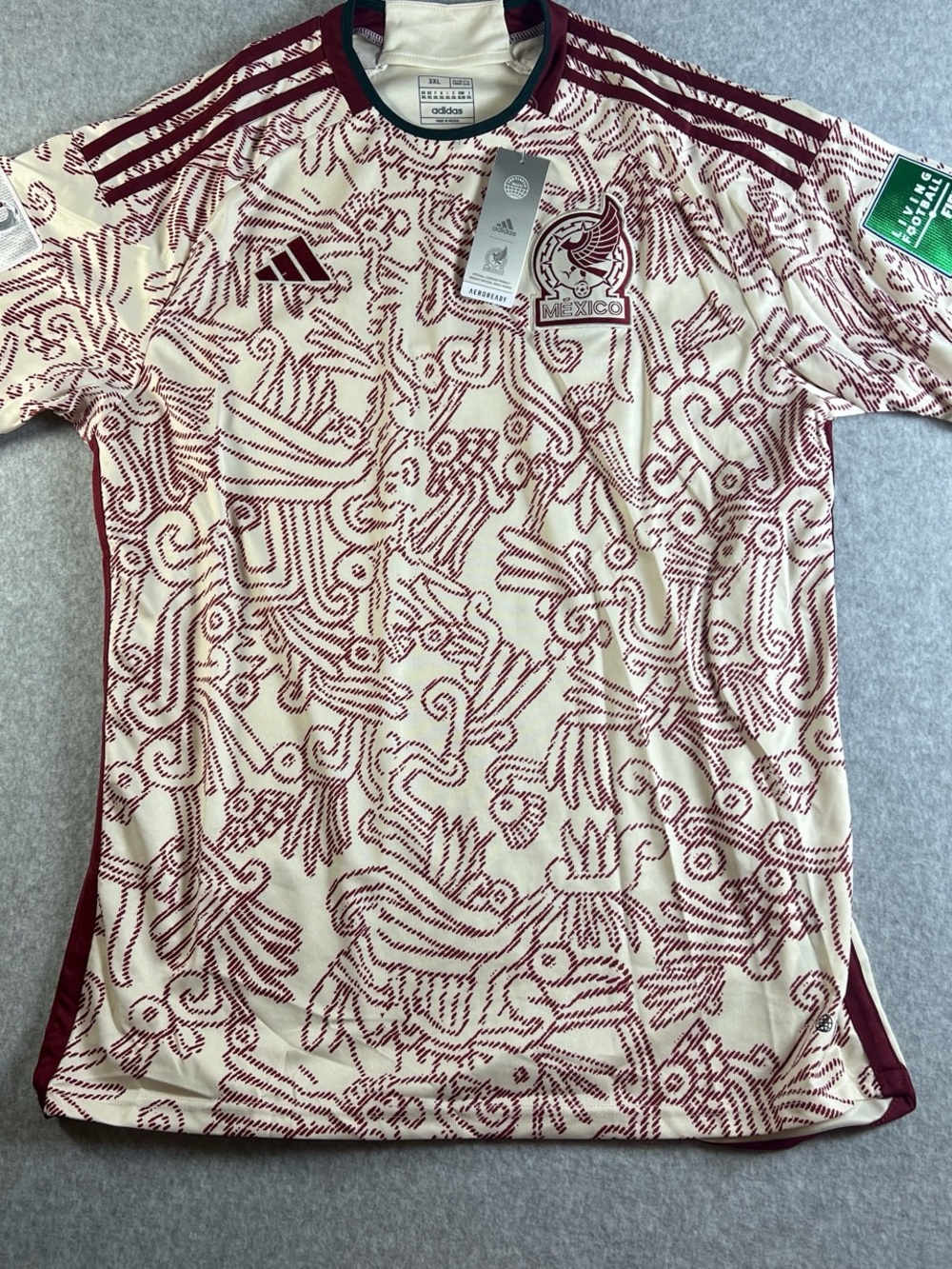 adidas Mexico Away Jersey - Cream & Maroon Pattern new replica